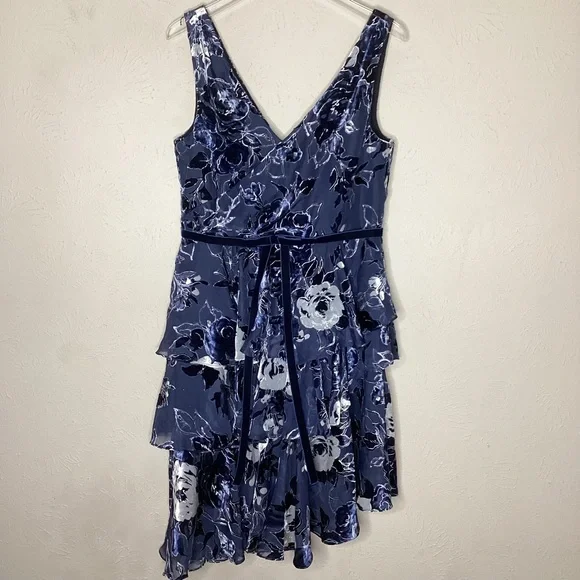 Marchesa Notte Cocktail Dress Tiered Velvet Burnout NWT 12 - Picture 3 of 12